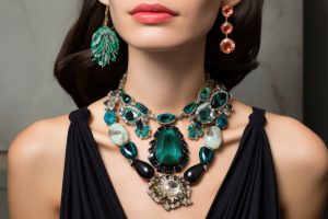 accessory and jewelry trends showing off statement necklaces, earrings, and rings, created with generative ai