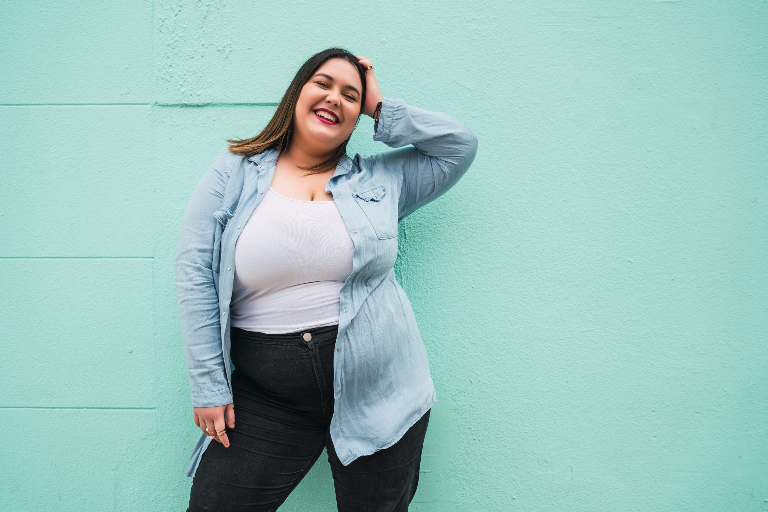 Portrait of young plus size woman.